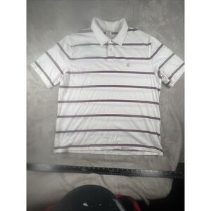 Brooks Brothers Golden Fleece Vintage Big Collar White Striped Polo Shirt  Sz XL
